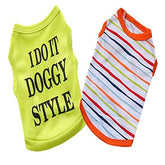 KUTKUT Combo of 2 Stripe Print Pet Vest Breathable Autumn,Spring & Summer Cotton Sleeveless Shirt for Small Dog and Cat (Size: L, Chest Girth 45cm, Neck Girth 32 cm, Back Length 35 cm) - kutk